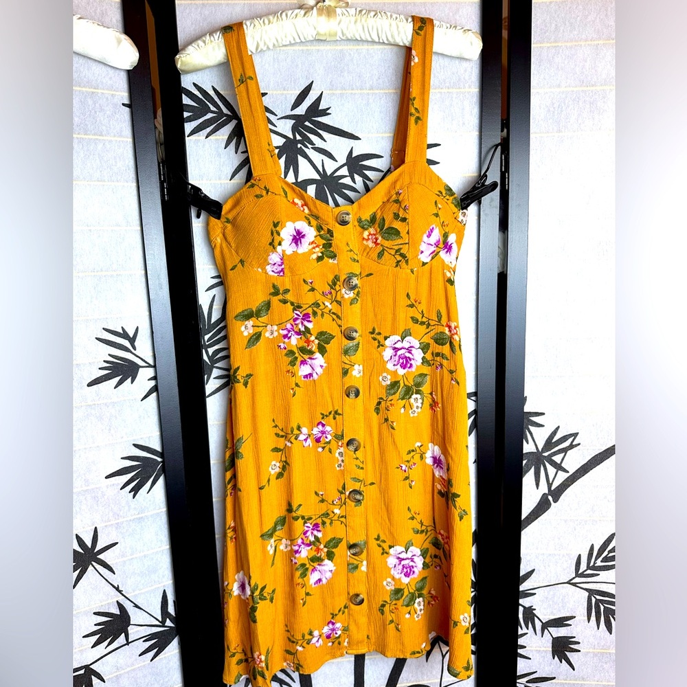 NWT:Gold flower print tank dress by American Eagle Outfitters Size XS
